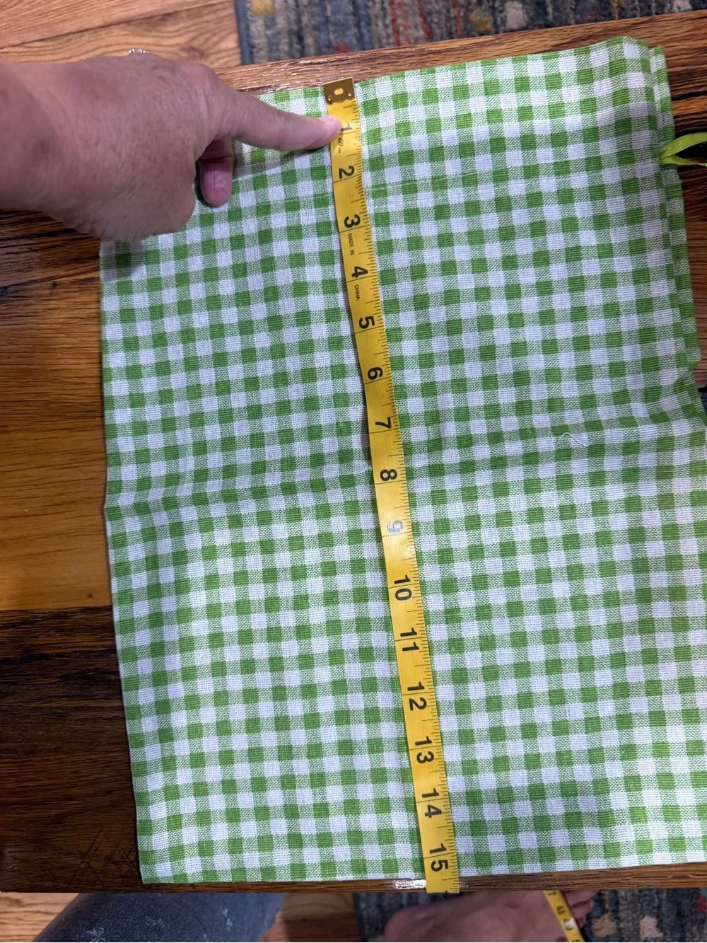 Green Gingham Drawstring Gift Bags - Home Party Supplies 5
